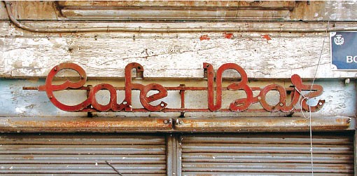 Storefront sign: Café Bar